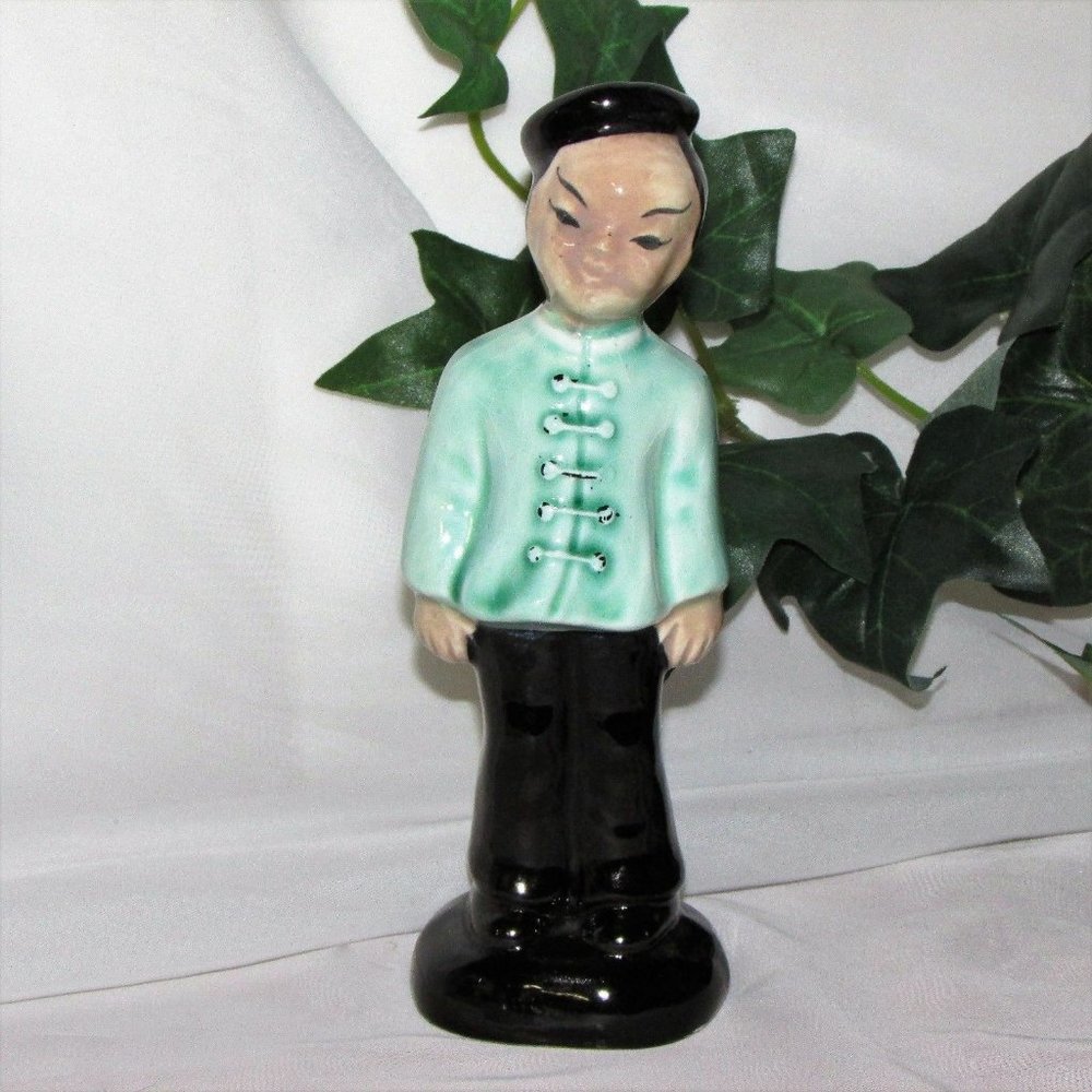 MCM Hand Painted Figurine Asian Man 6 1/2" Mid-Century Vintage Japan